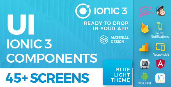 دانلود سورس Ionic 3 UI Theme/Template App – Material Design – Blue Light